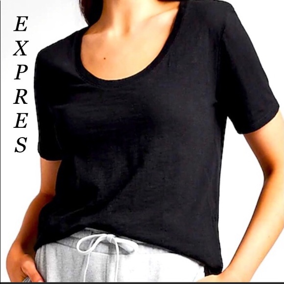 EXPRESS Skimming Scoop Neck black Tee short sleeves size S NWT - Picture 8 of 8